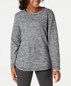 Karen Scott Long Sleeve Spacedye Microfleece Top -CeCe cloth-shop 10204748 fpx