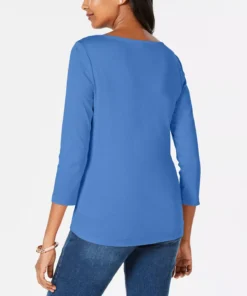 Charter Club Women's Pima Cotton Boat-Neck Top, Created For Macy's 18 Charter Club Women's Pima Cotton Boat-Neck Top, Created For Macy's -CeCe cloth-shop 10284505 fpx