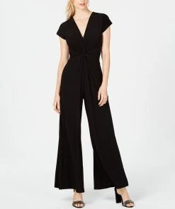 Vince Camuto Twist-Front Plunge Jumpsuit