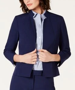 Anne Klein Star-Collar Open-Front Blazer