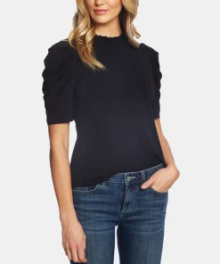 CeCe Women's Puff-Sleeve Ruffled-Neck Top