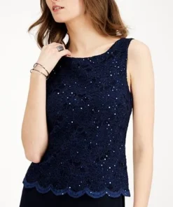 Connected Embellished Lace-Overlay Jumpsuit -CeCe cloth-shop 13077087 fpx