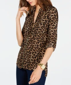 Michael Kors Leopard-Print Top, Regular And Petite Sizes