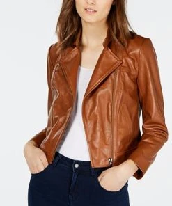 Michael Kors Leather Moto Jacket, Regular & Petite Sizes -CeCe cloth-shop 13839458 fpx