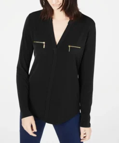 INC International Concepts Women's Zip-Pocket Blouse, Created For Macy's