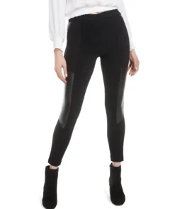 Bar III Faux-Leather-Patch Leggings, Created For Macy's