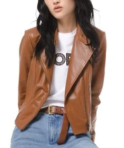 Michael Kors Leather Moto Jacket, Regular & Petite Sizes