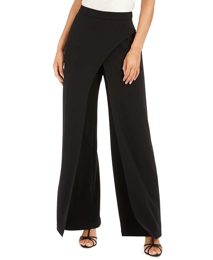 Adrianna Papell Crepe Draped-Front Wide-Leg Pants 1 Adrianna Papell Crepe Draped-Front Wide-Leg Pants