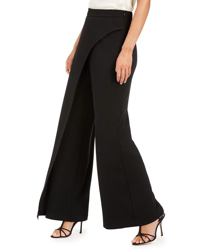 Adrianna Papell Crepe Draped-Front Wide-Leg Pants 4 Adrianna Papell Crepe Draped-Front Wide-Leg Pants - Image 4