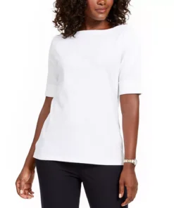 Karen Scott Cotton Boat-Neck Top, Created For Macy's -CeCe cloth-shop 15071275 fpx