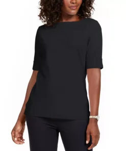 Karen Scott Cotton Boat-Neck Top, Created For Macy's -CeCe cloth-shop 15071484 fpx