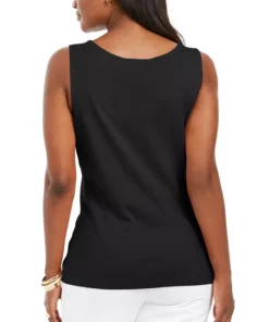 Karen Scott Quare-Neck Cotton Tank Top, Created For Macy's -CeCe cloth-shop 16056448 fpx