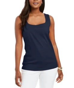 Karen Scott Quare-Neck Cotton Tank Top, Created For Macy's