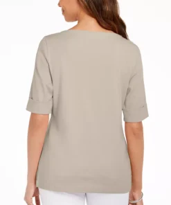 Karen Scott Cotton Boat-Neck Top, Created For Macy's -CeCe cloth-shop 16109216 fpx