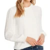 CeCe Women's Long Sleeve Smocked Pin-Tuck Blouse