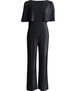 Connected Metallic Cape Jumpsuit