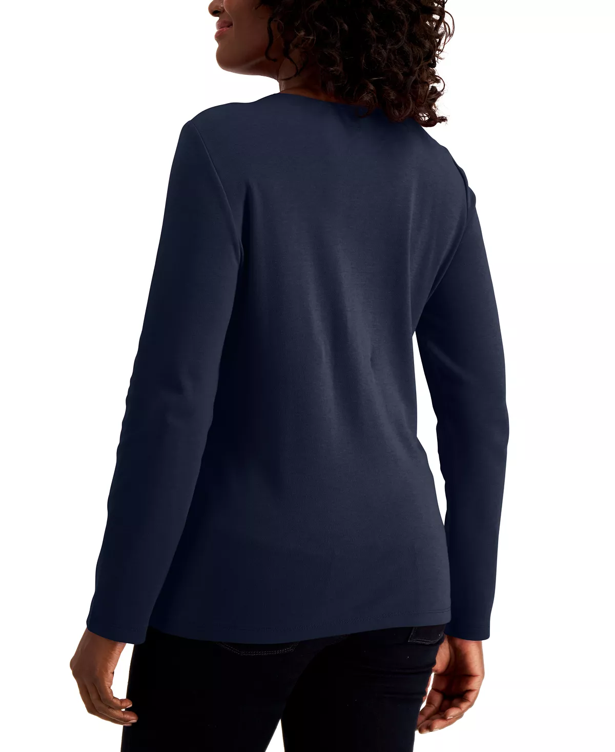 Karen Scott Long Sleeve Cotton Scoop-Neckline Top, Created For Macy's 2 Karen Scott Long Sleeve Cotton Scoop-Neckline Top, Created For Macy's - Image 2