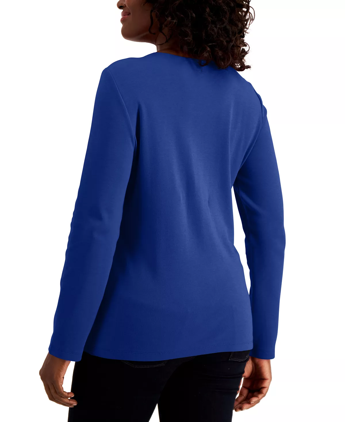 Karen Scott Long Sleeve Cotton Scoop-Neckline Top, Created For Macy's 2 Karen Scott Long Sleeve Cotton Scoop-Neckline Top, Created For Macy's - Image 2
