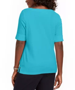 Karen Scott Cotton Boat-Neck Top, Created For Macy's -CeCe cloth-shop 18207137 fpx