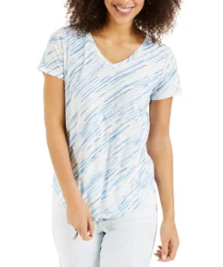 Style & Co Women's Printed V-Neck T-Shirt, Created For Macy's -CeCe cloth-shop 18252360 fpx