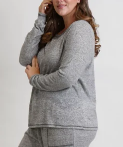 COIN 1804 Women's Plus Size Cozy Contrast Stitch Tee -CeCe cloth-shop 18436958 fpx