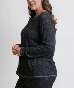 COIN 1804 Women's Plus Size Cozy Contrast Stitch Tee -CeCe cloth-shop 18436961 fpx