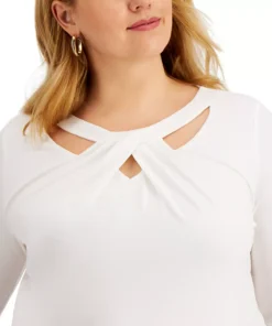 Kasper Plus Size Twist-Neck Top 6 Kasper Plus Size Twist-Neck Top -CeCe cloth-shop 18475928 fpx