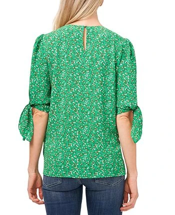 CeCe Women's Printed Tie-Sleeve Elbow Sleeve Blouse 2 CeCe Women's Printed Tie-Sleeve Elbow Sleeve Blouse - Image 2