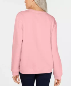 Karen Scott Crew Neck Fleece Sweatshirt, Created For Macy's -CeCe cloth-shop 19080887 fpx