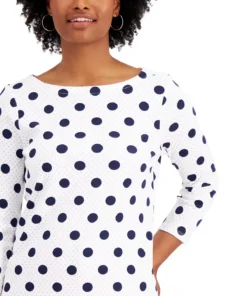 Charter Club Women's Dot-Print Boat-Neck Top, Created For Macy's -CeCe cloth-shop 19121576 fpx