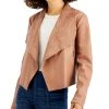 Bar III Women's Faux-Leather Flyaway Jacket, Created For Macy's