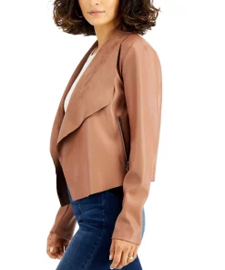 Bar III Women's Faux-Leather Flyaway Jacket, Created For Macy's 7 Bar III Women's Faux-Leather Flyaway Jacket, Created For Macy's -CeCe cloth-shop 19236871 fpx