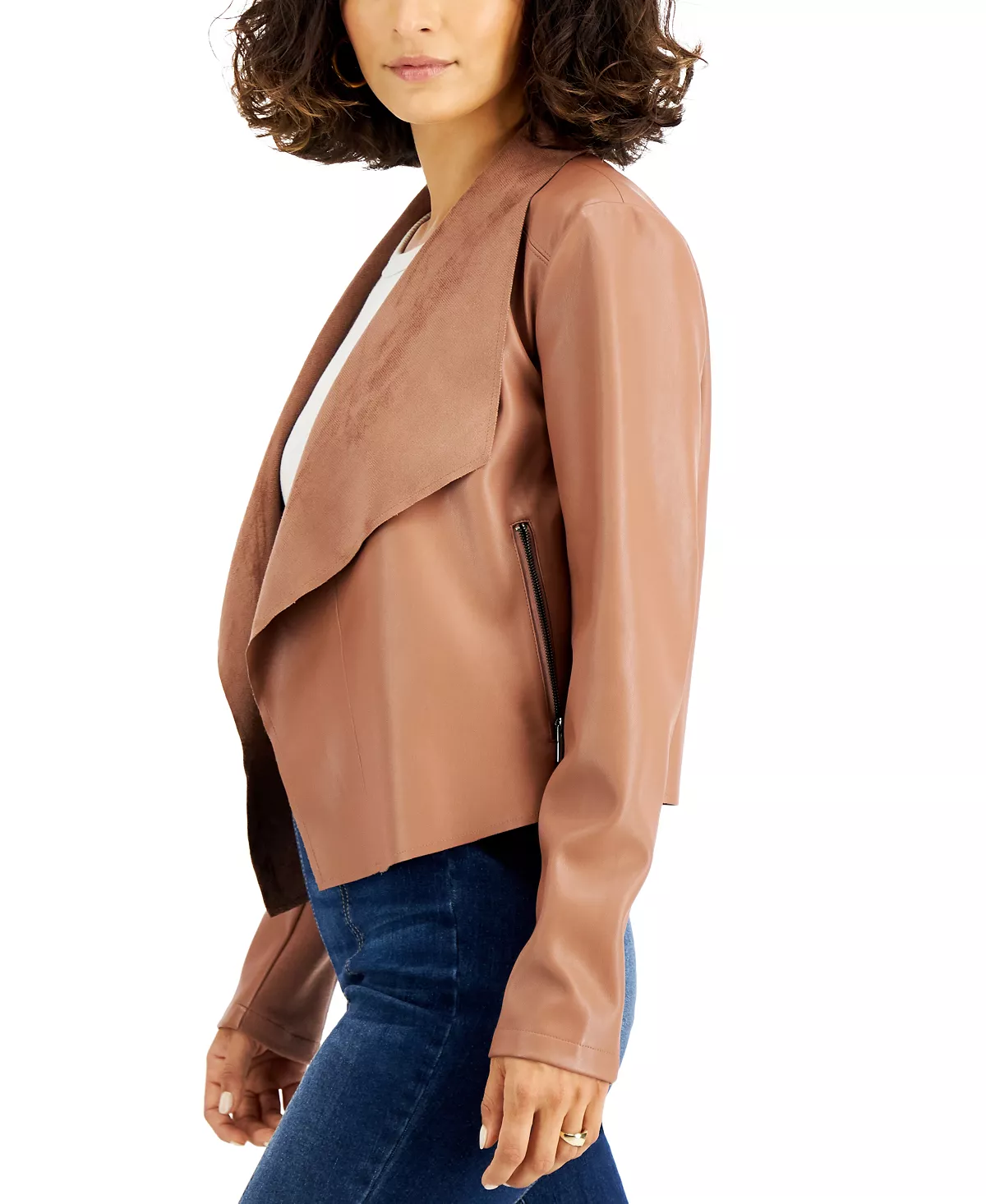 Bar III Women's Faux-Leather Flyaway Jacket, Created For Macy's 3 Bar III Women's Faux-Leather Flyaway Jacket, Created For Macy's - Image 3