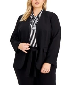 Bar III Trendy Plus Size Open-Front Blazer, Created For Macy's