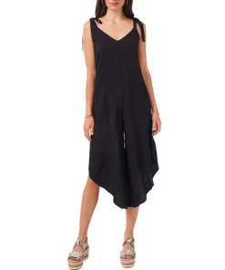 Vince Camuto Solid Tie-Shoulder Cascading Jumpsuit