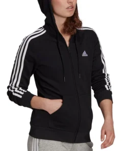 ADIDAS Women's 3-Stripe Cotton Fleece Full-Zip Sweatshirt