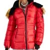 Steve Madden Juniors' Faux-Fur-Trim Hooded Shine Puffer Coat, Created For Macy's