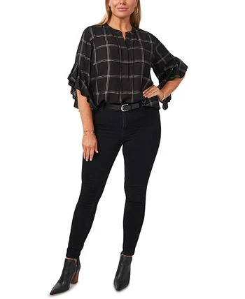 Vince Camuto Plus Size Windowpane-Print Top 3 Vince Camuto Plus Size Windowpane-Print Top - Image 3