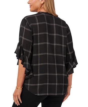 Vince Camuto Plus Size Windowpane-Print Top 2 Vince Camuto Plus Size Windowpane-Print Top - Image 2