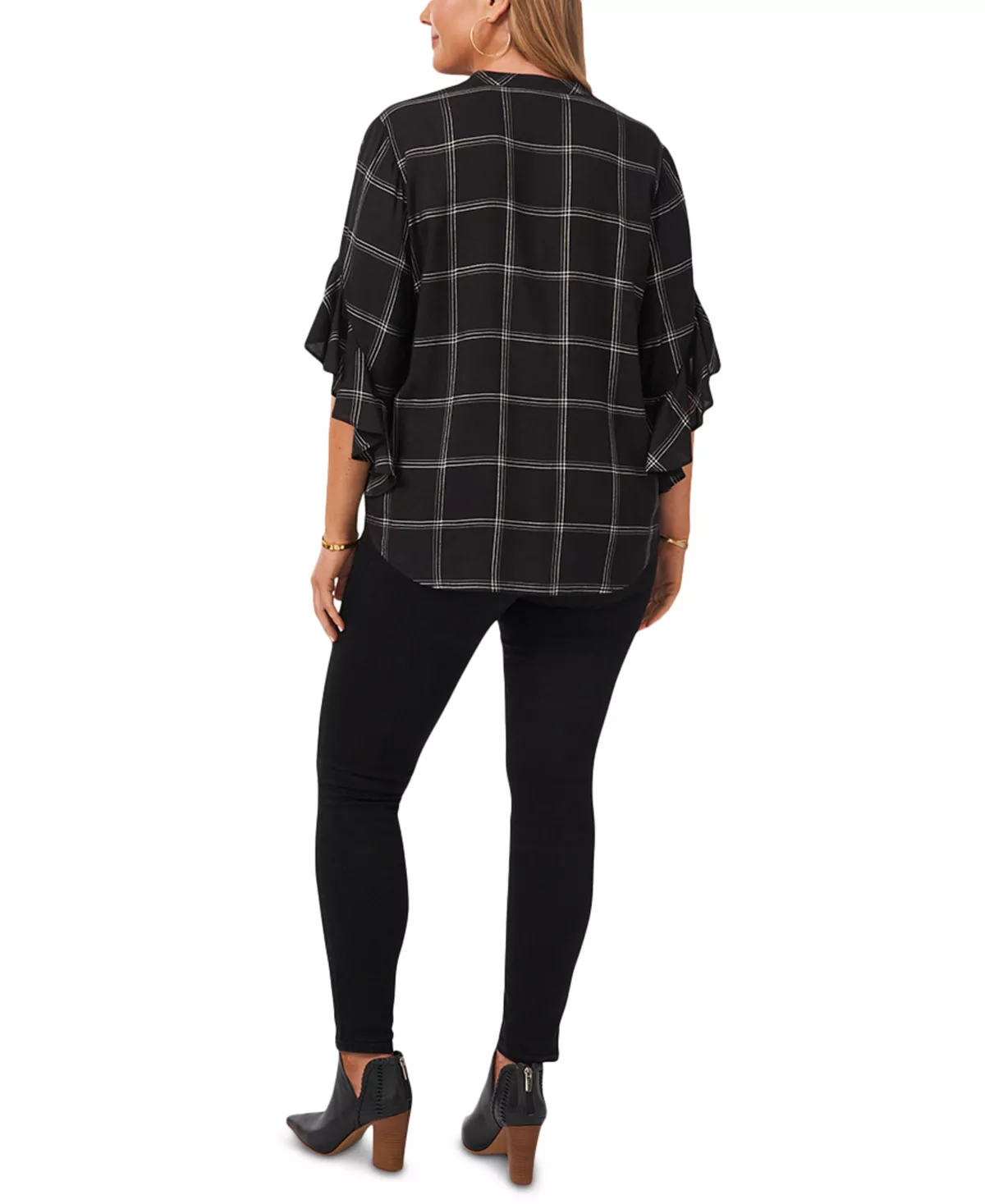 Vince Camuto Plus Size Windowpane-Print Top 4 Vince Camuto Plus Size Windowpane-Print Top - Image 4