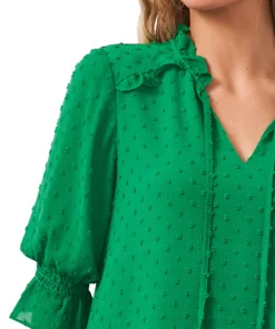 CeCe Women's Split-Neck Clip-Dot Elbow Sleeve Blouse -CeCe cloth-shop 19582678 fpx