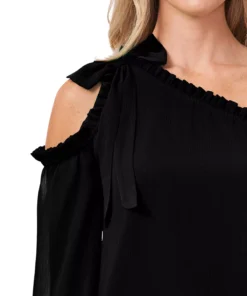 CeCe Ruffled Asymmetric Cold-Shoulder Top -CeCe cloth-shop 19585405 fpx