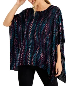 Kasper Printed Burnout Velvet Kaftan Top