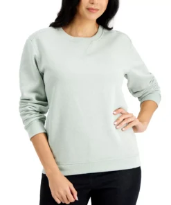 Karen Scott Crew Neck Fleece Sweatshirt, Created For Macy's -CeCe cloth-shop 19667134 fpx