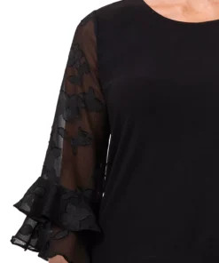 CeCe Women's Mixed-Media Ruffled-Sleeve Knit Top -CeCe cloth-shop 19690121 fpx