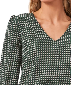 CeCe Women's Long Sleeve Floral-Print Tie-Sleeve Blouse -CeCe cloth-shop 19850396 fpx