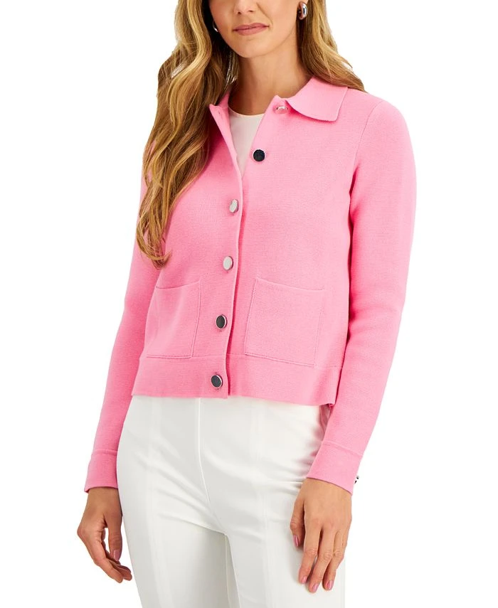Charter Club Women's Cropped Sweater Blazer, Created For Macy's 1 Charter Club Women's Cropped Sweater Blazer, Created For Macy's