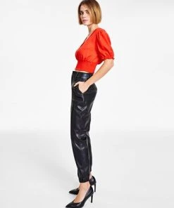 Bar III Faux-Leather Jogger Pants, Created For Macy's -CeCe cloth-shop 19874145 fpx