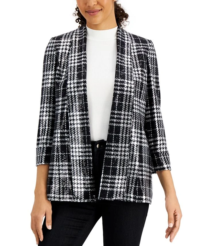 Kasper Plaid Open-Front Blazer 1 Kasper Plaid Open-Front Blazer