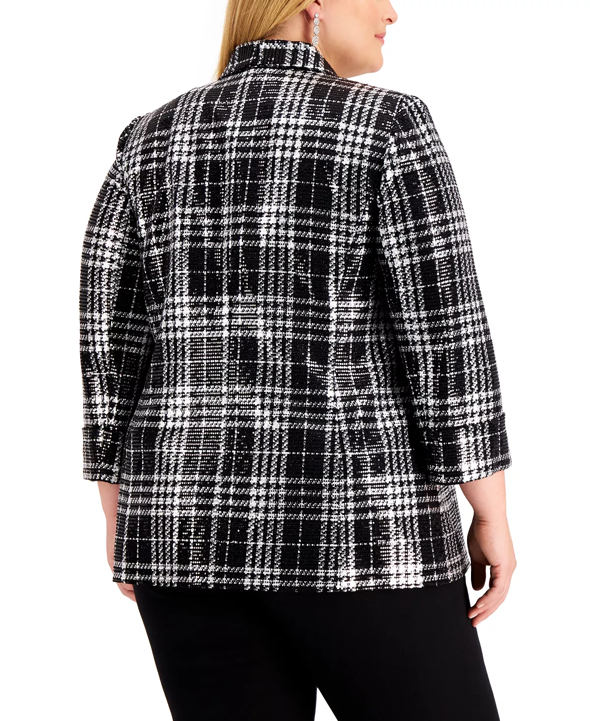 Kasper Plaid Open-Front Blazer 2 Kasper Plaid Open-Front Blazer - Image 2